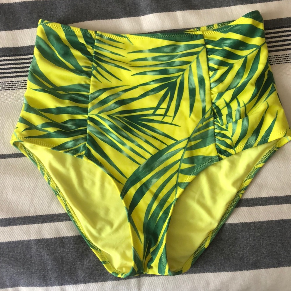 Aerie High Waisted Yellow Green Bikini Bottom